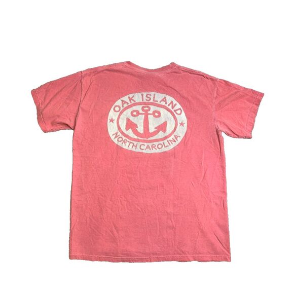Oak‎ Island North Carolina Shirt Adult Medium Peach Anchor Beach Streetwear Mens - Picture 1 of 8
